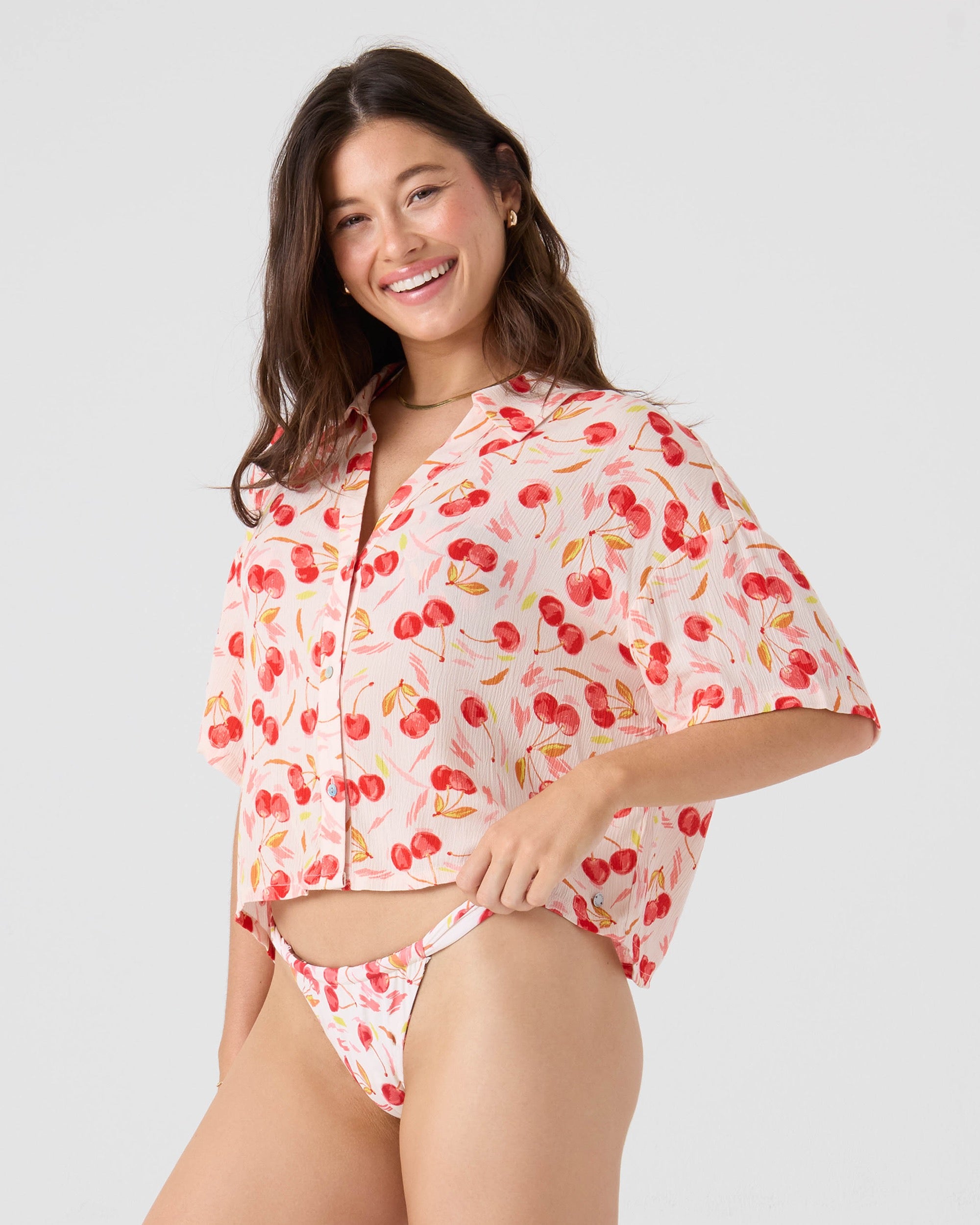 Cherry On Top Crop Button Up Shirt - Image 2