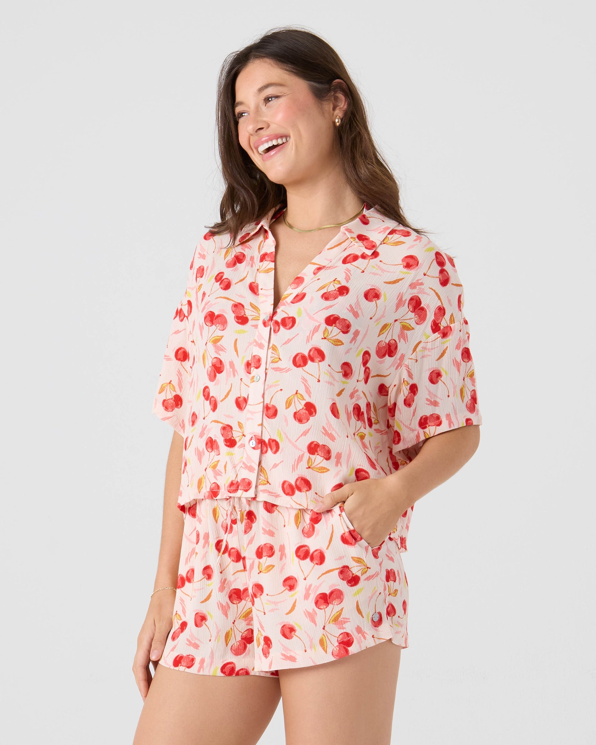 Cherry On Top Crop Button Up Shirt - Image 5