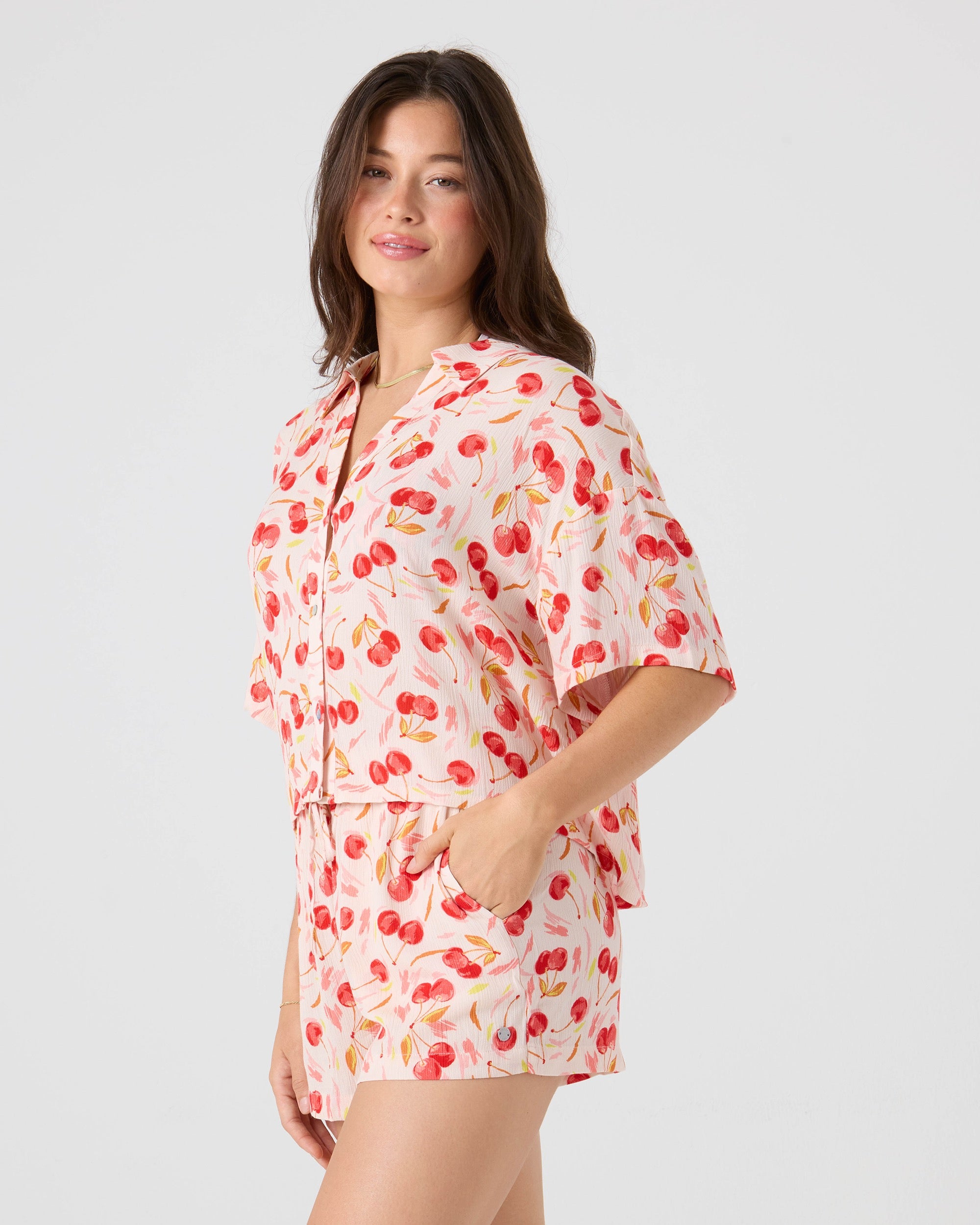 Cherry On Top Crop Button Up Shirt - Image 6