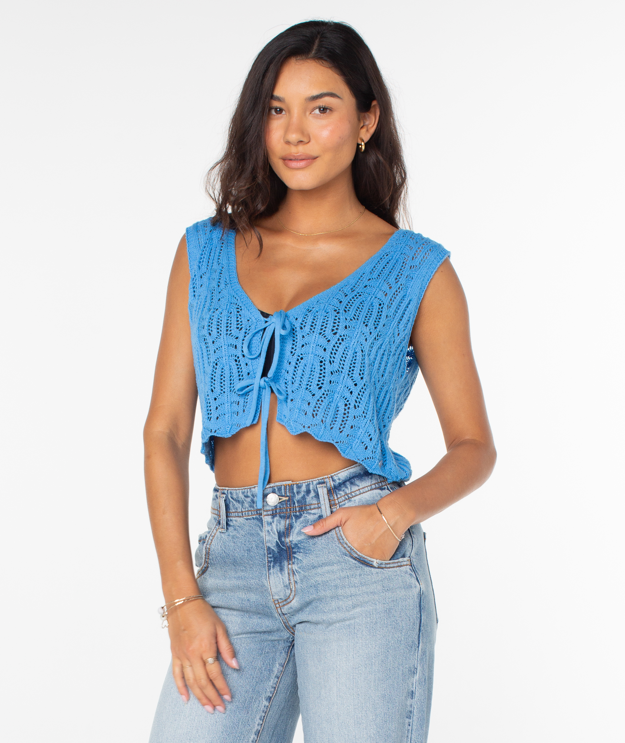 Beach Bound Crochet Vest Sweater
