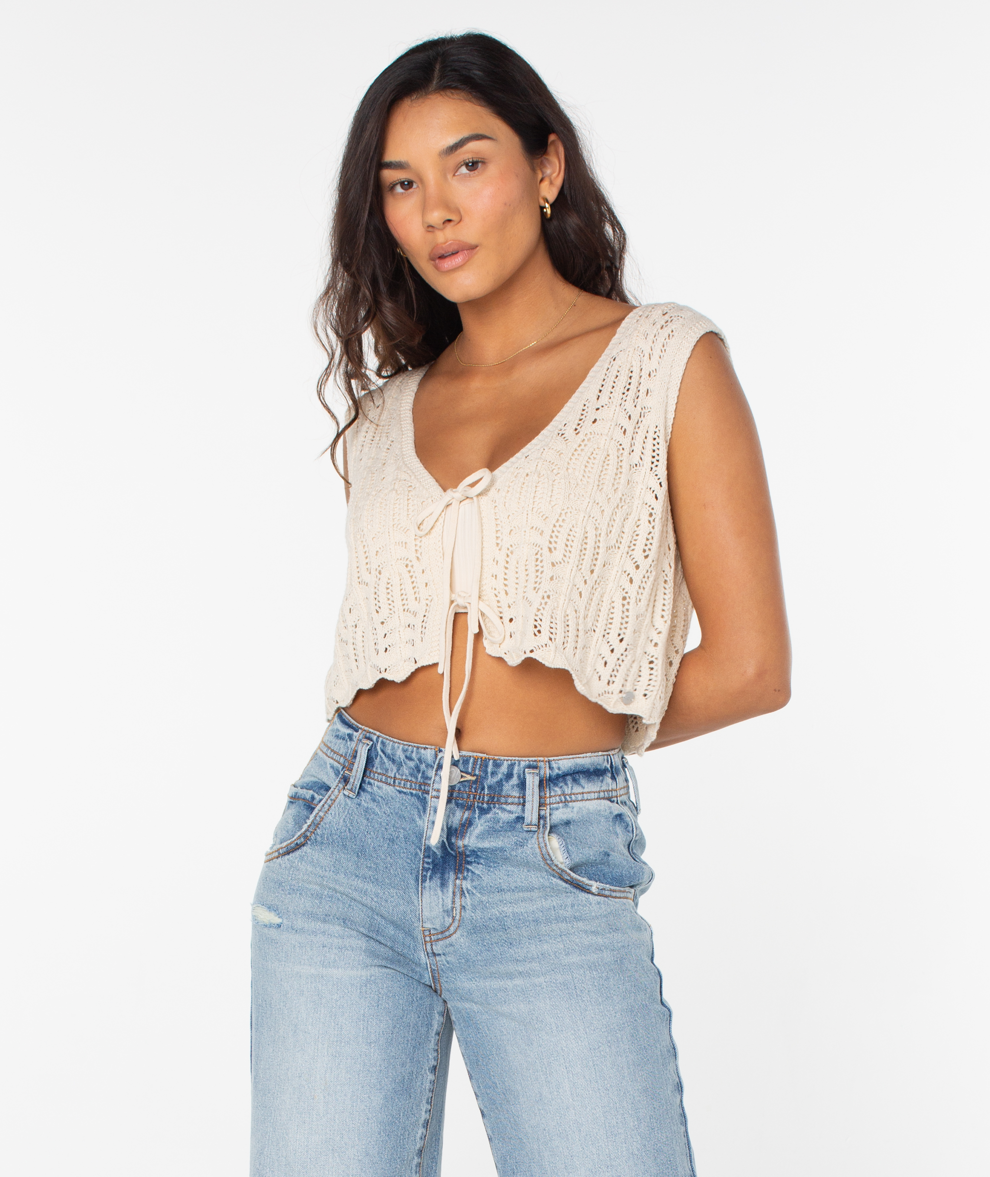Beach Bound Crochet Vest Sweater