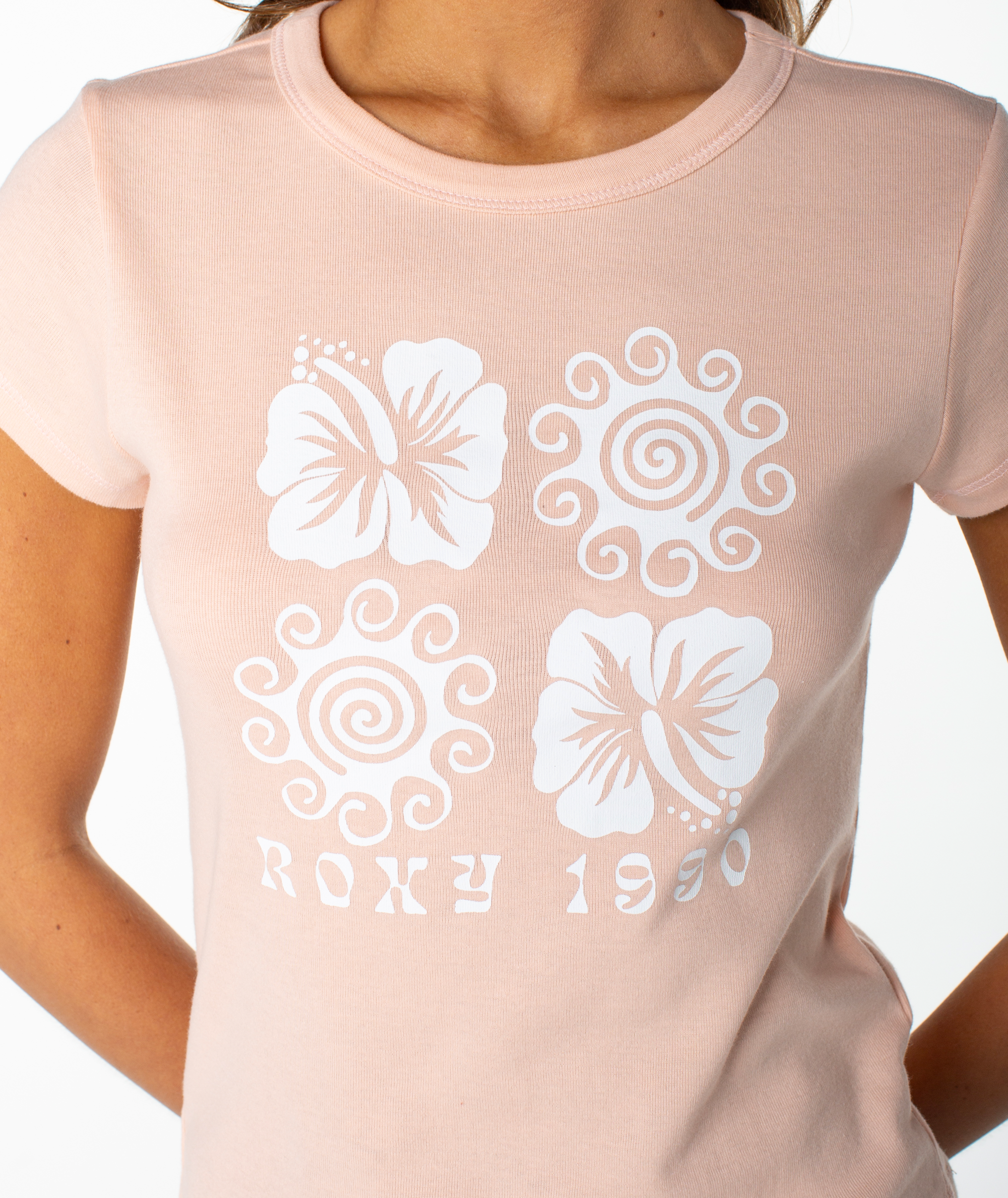 Hibiscus Swirl 90S Baby Tee - Image 2