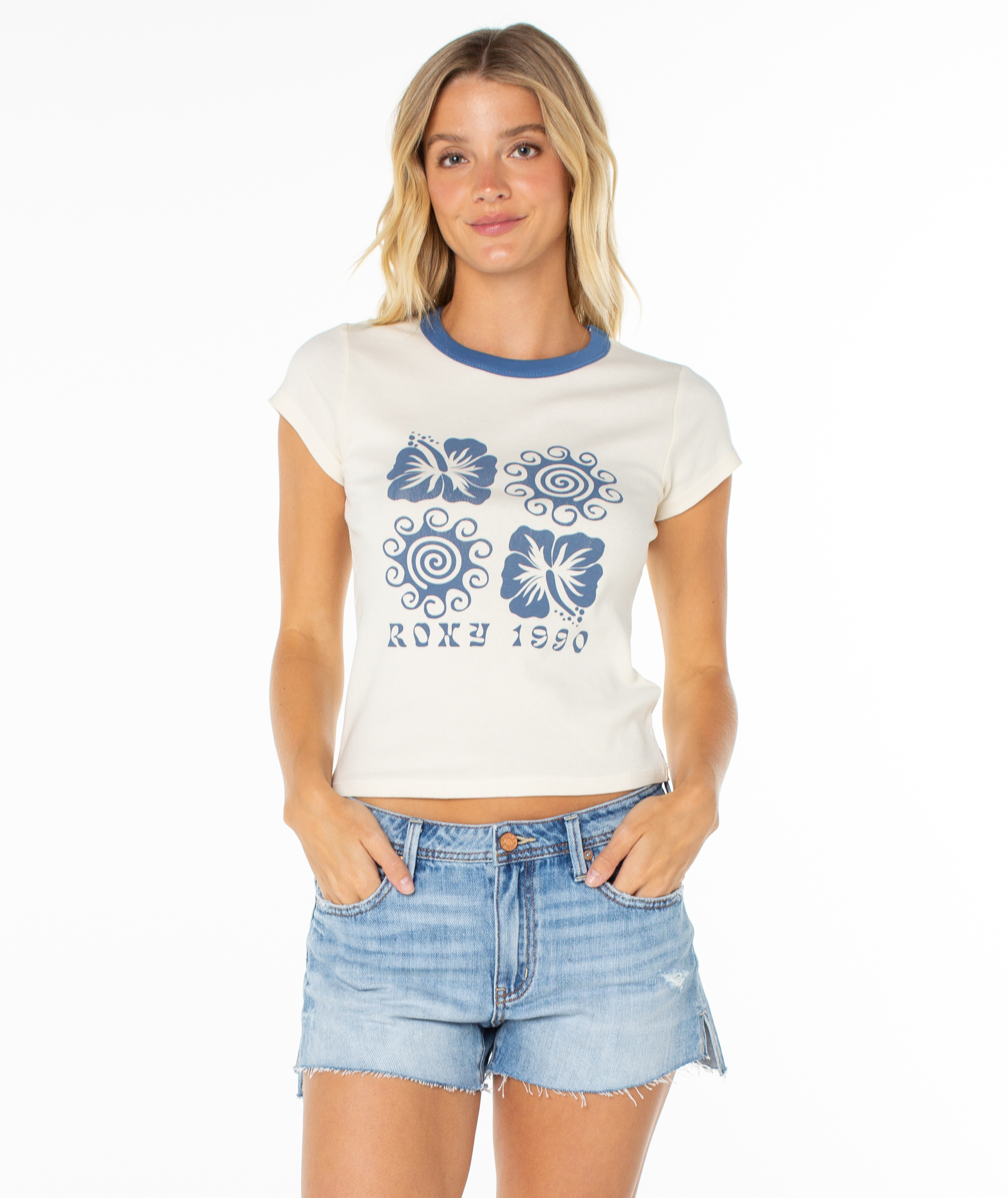 Hibiscus Swirl 90S Baby Tee